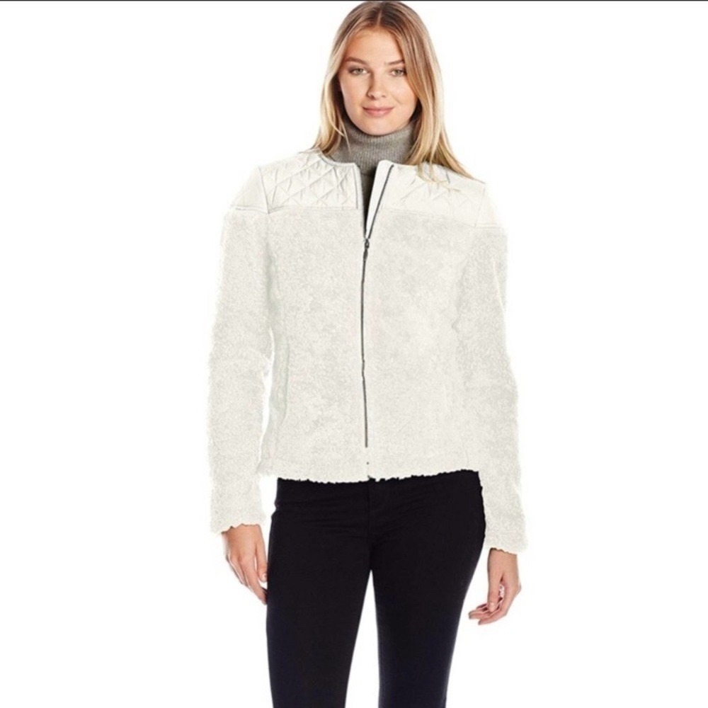 Prana good luxe White Furry‎ Full Zip Jacket Great